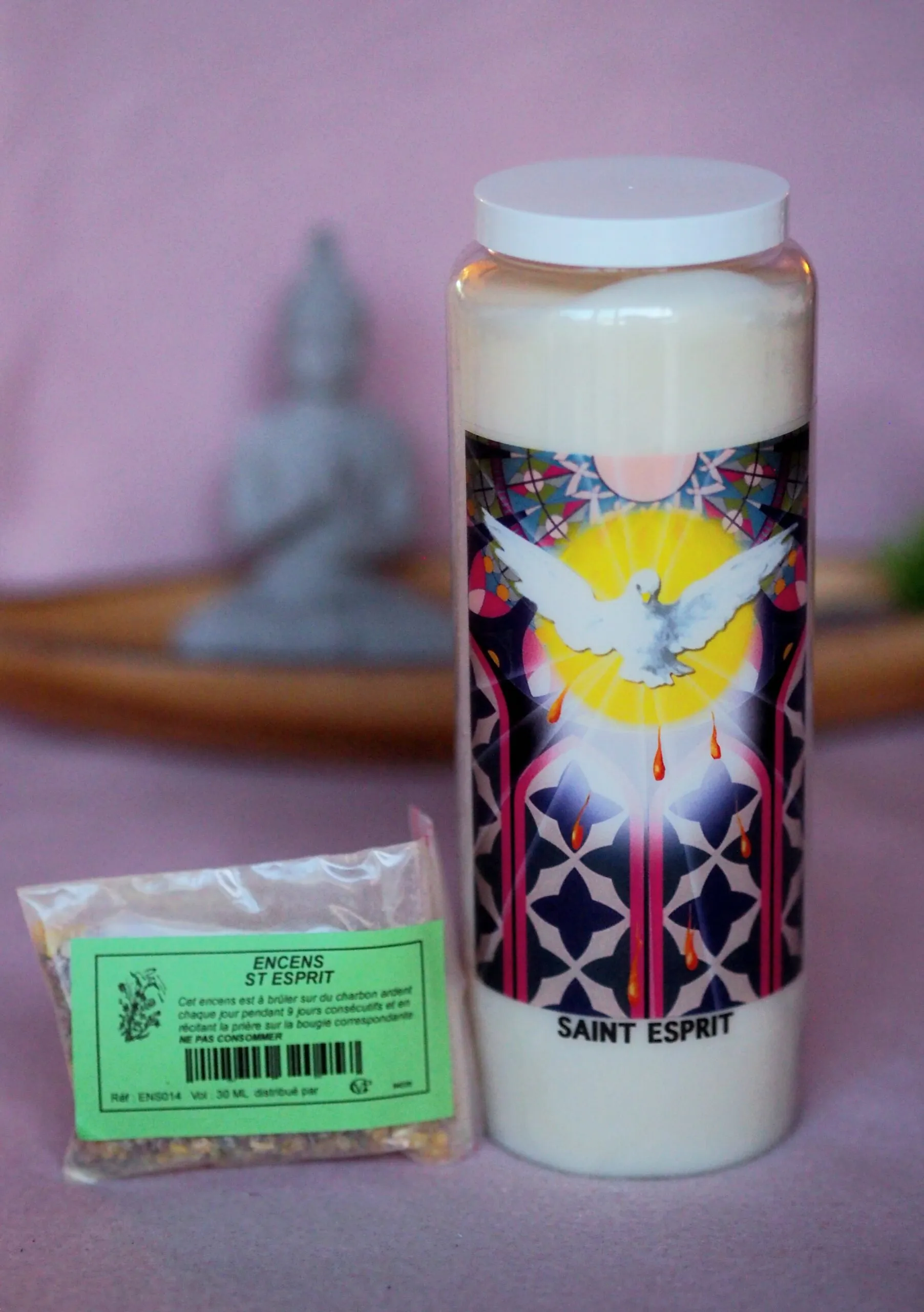 Bougie de 9 jours + encens Saint Esprit