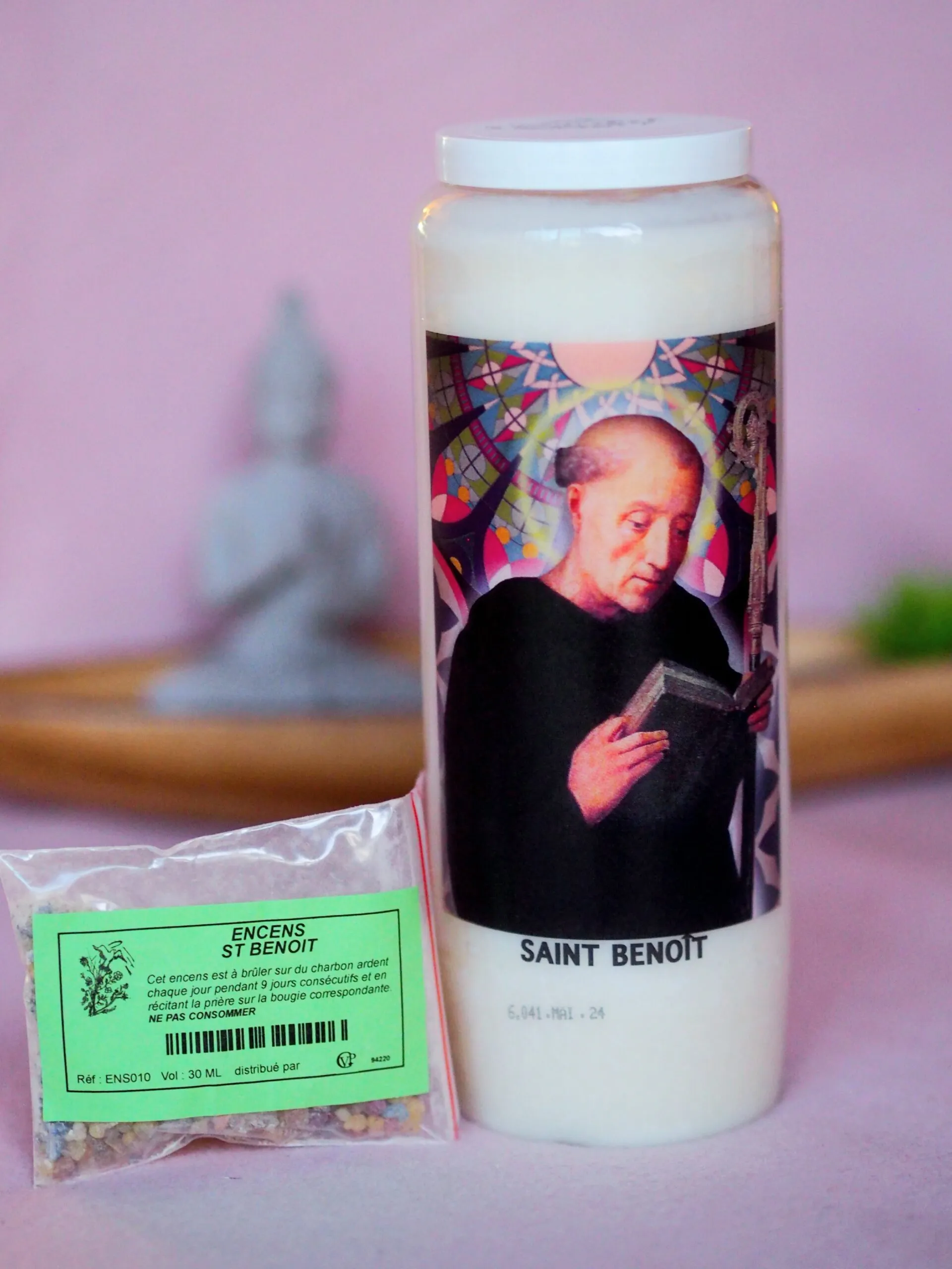 Bougie de 9 jours + encens Saint Benoit