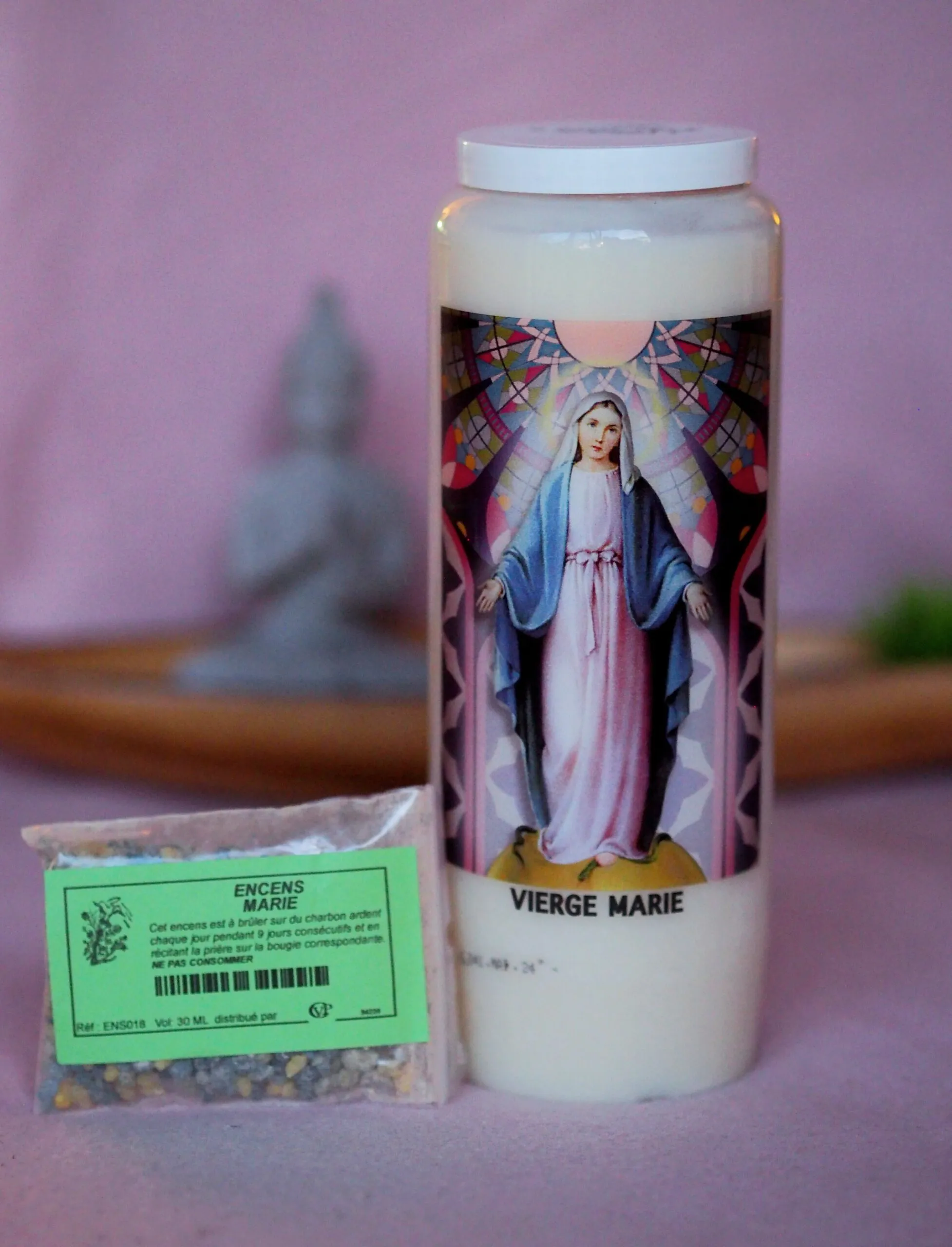 Bougie de 9 jours + encens Vierge Marie