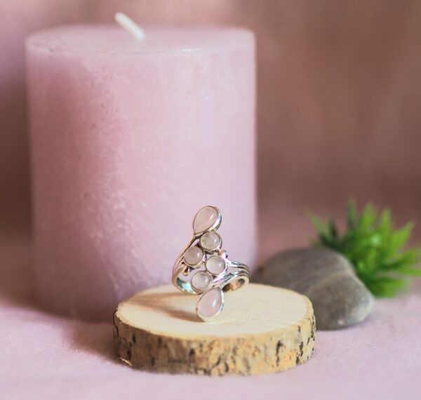 Bague en argent 925 en Quartz Rose modéle 1