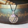 Pendentif Fleur de Vie Métal & Oeil de Tigre